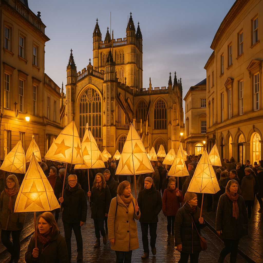 Lantern parade illuminating Bath city centre