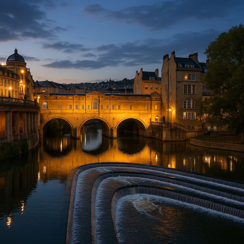 Pulteney Bridge and the River Avon at blue hour