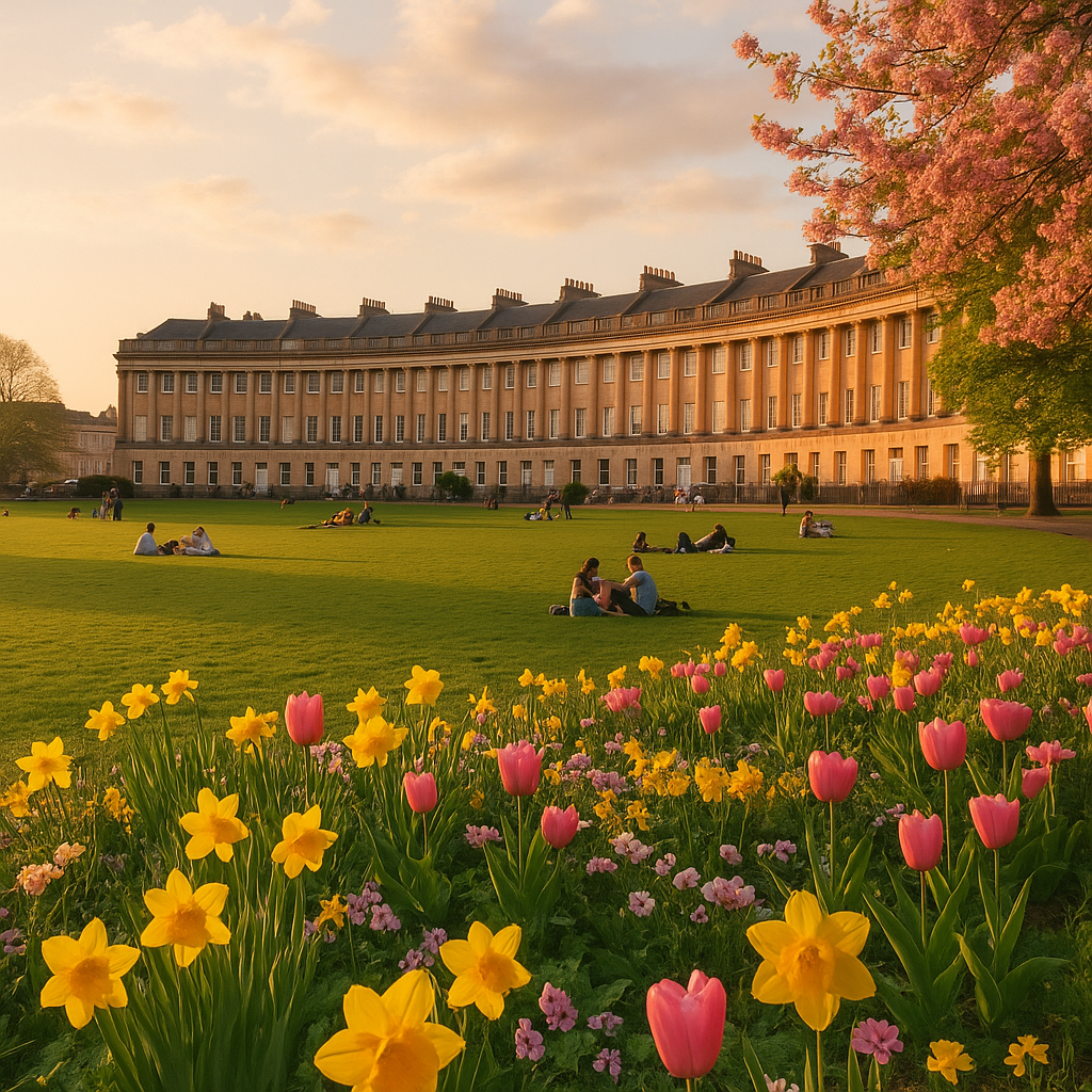Royal Crescent lawn during spring bloom