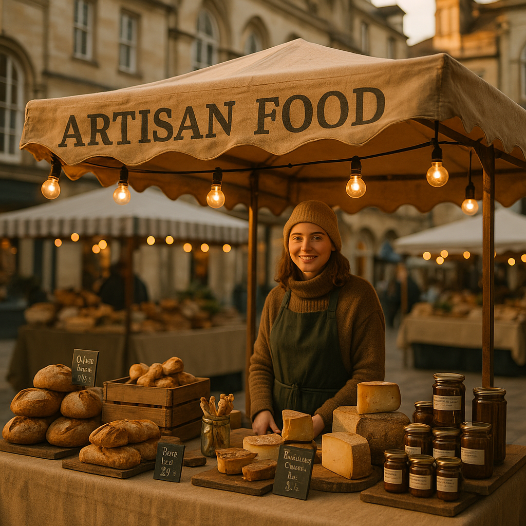 Artisan food stall at a Bath market