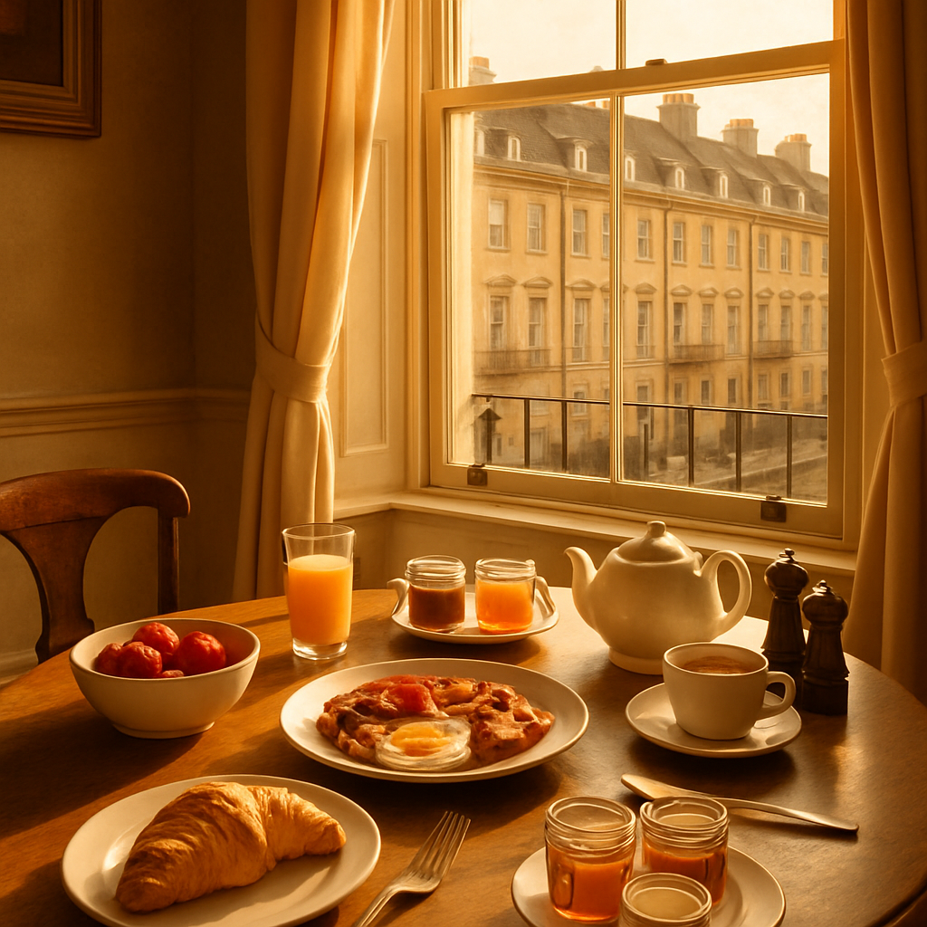 Breakfast table in a Georgian townhouse in Bath